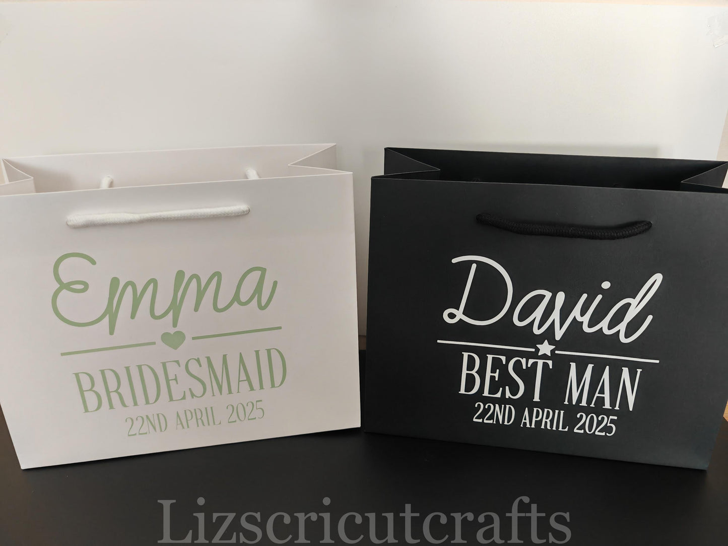 Bride, bridesmaid, groom, groomsmen, best man Gift bags 20cmx25cmx10cm