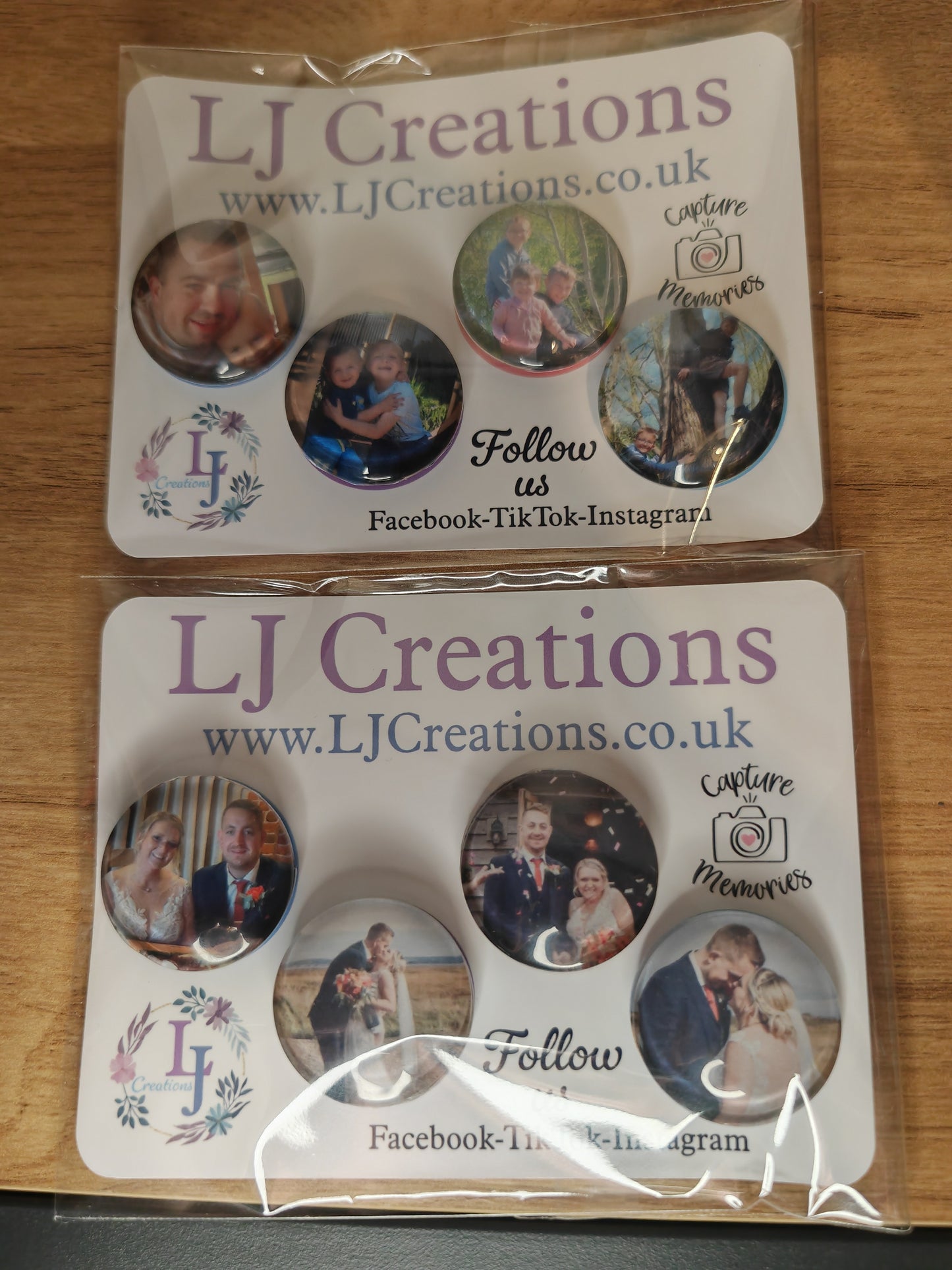 Personalised glass 30mm photo Cabochon Magnets - Set of 4 - Photo Gifts - Family photos - Memory Magnets
