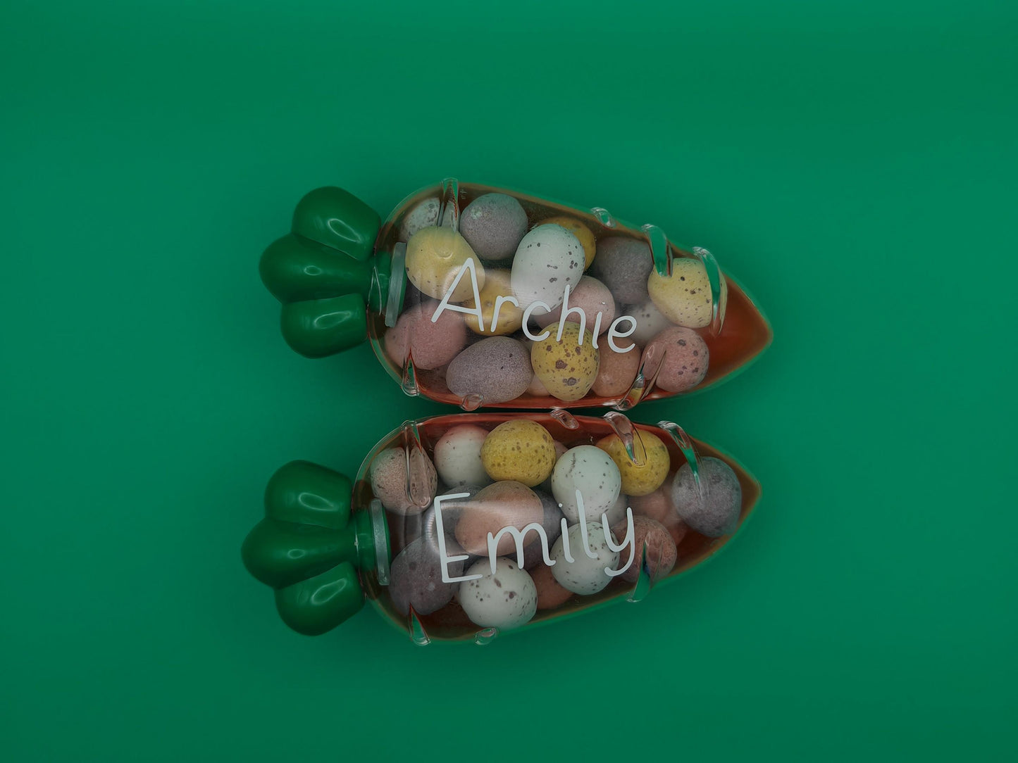 Personalised plastic Easter carrot - pre filled with Mini Eggs