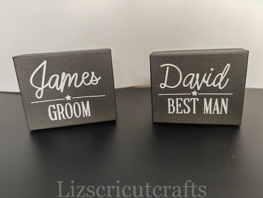 Groom, Groomsmen, Best man Cufflink Boxes with padded cushioning. 7.5cm x 6cm