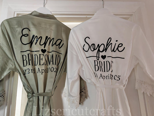 Bride/Bridesmaid Proposal gift or Thank you gift - Wedding Morning Robes - Lace edged Satin Robes sizes 8 - 32