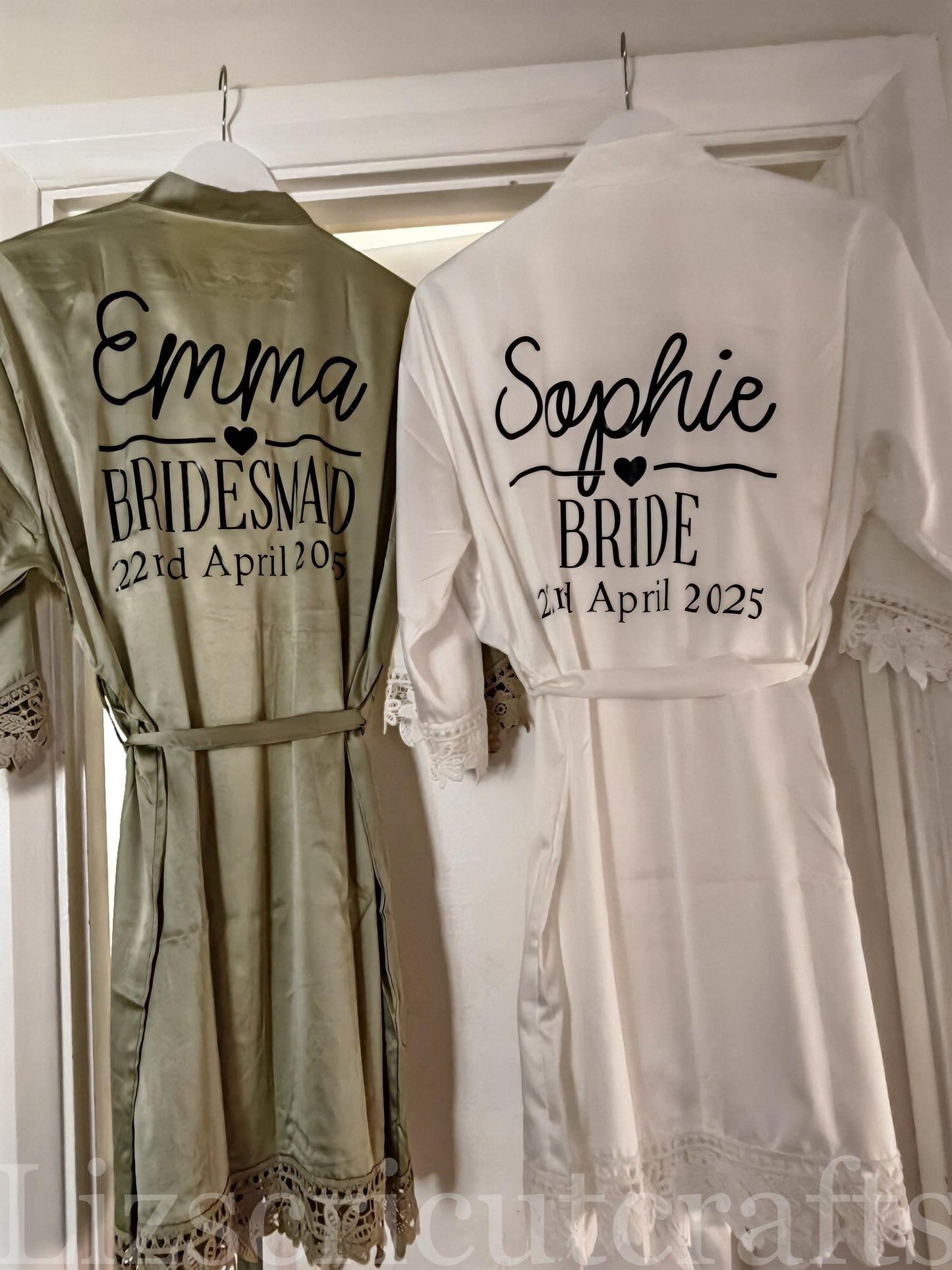Bride/Bridesmaid Proposal gift or Thank you gift - Wedding Morning Robes - Lace edged Satin Robes sizes 8 - 32