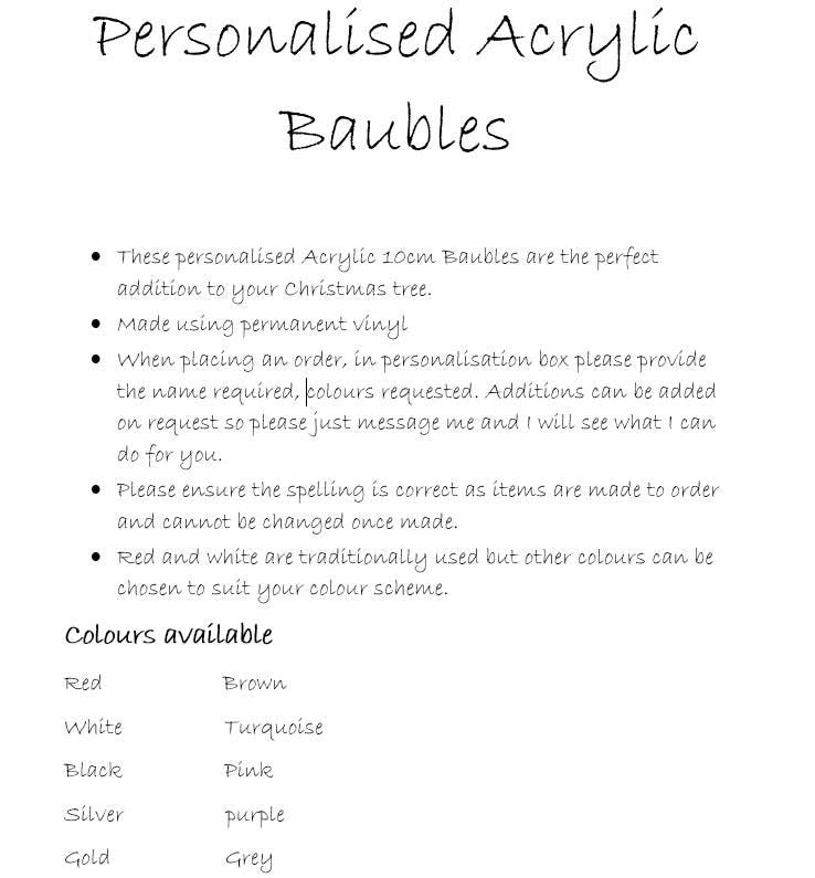 Personalised Christmas Baubles