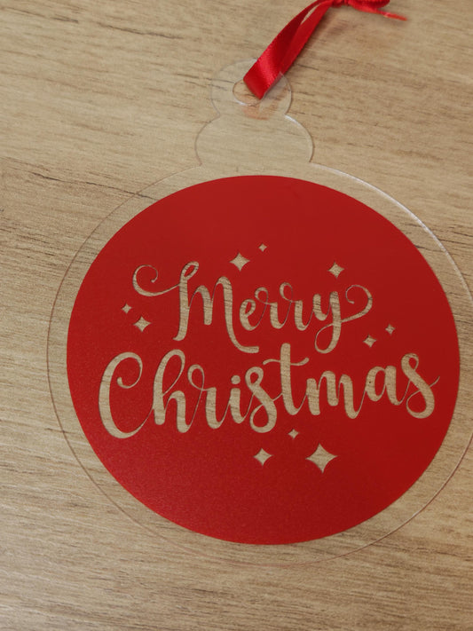 large 10cm Acrylic Bauble - Merry Christmas