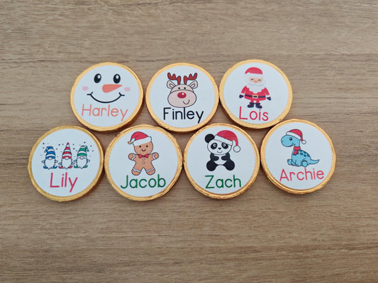 5 x Personalised chocolate coins, stocking filler, christmas eve box, christmas gifts