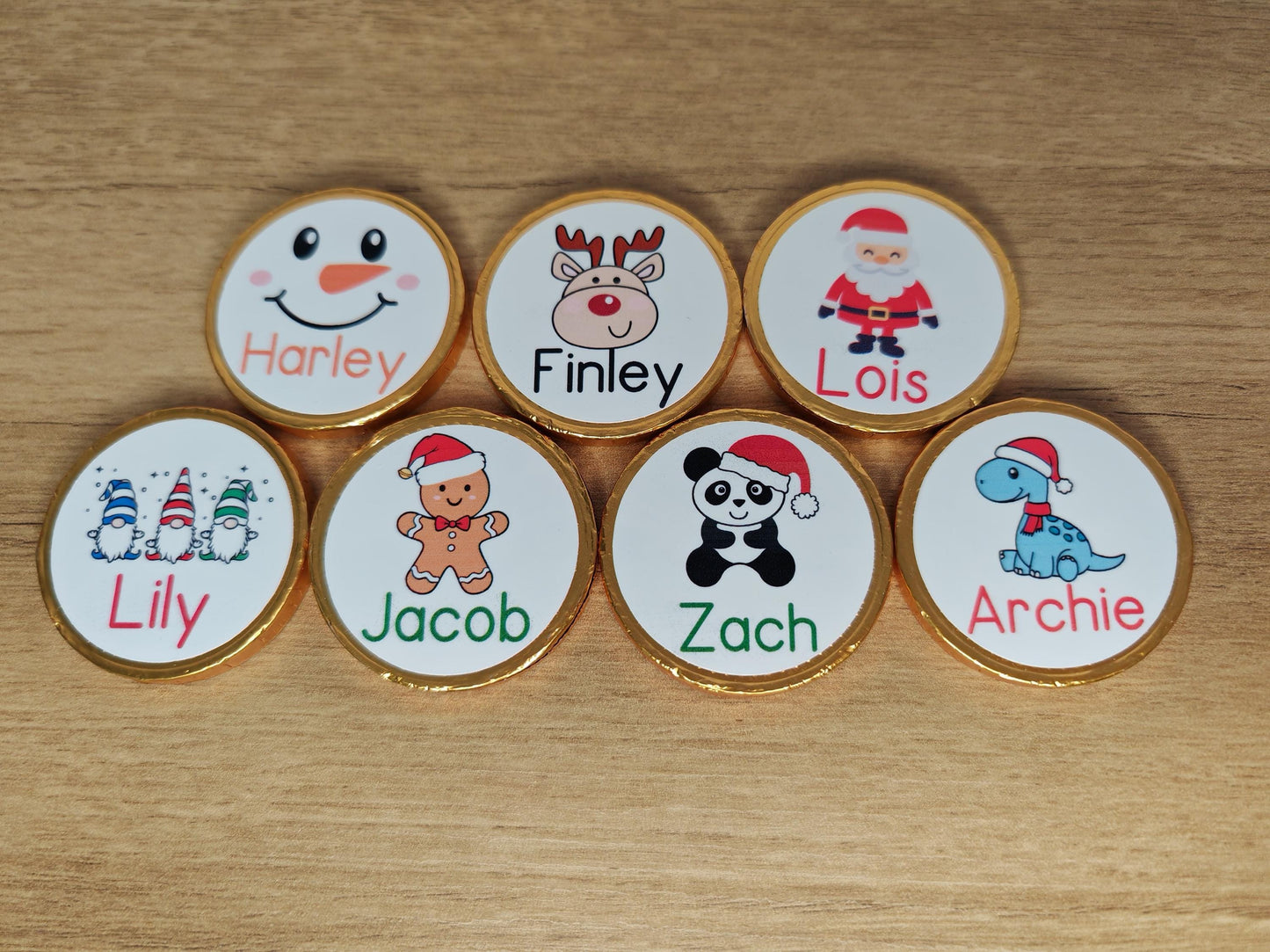 5 x Personalised chocolate coins, stocking filler, christmas eve box, christmas gifts