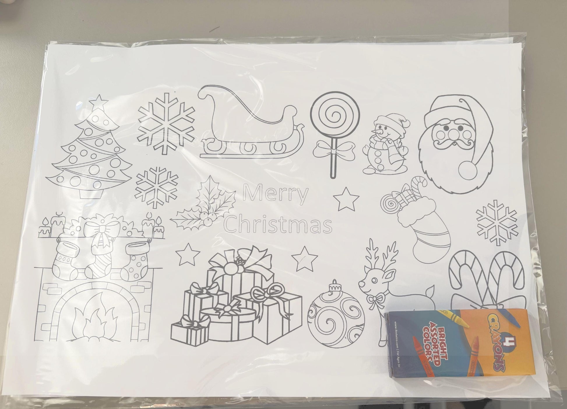 kids Christmas colouring in placemat card