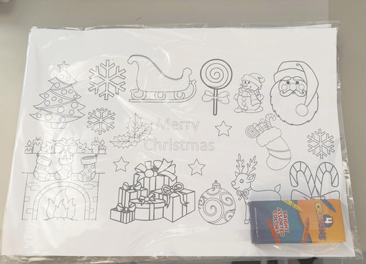 kids Christmas colouring in placemat card