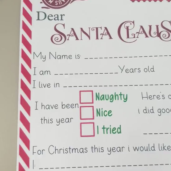 Write to santa letter set - letter, envelope, christmas themed pencil and a chocolate coin