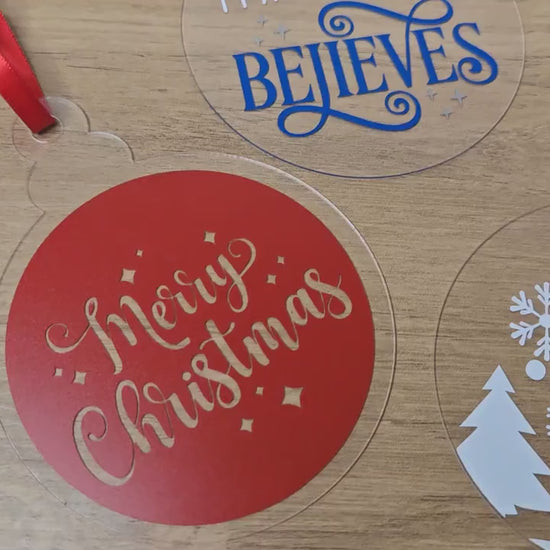 large 10cm Acrylic Bauble - Merry Christmas