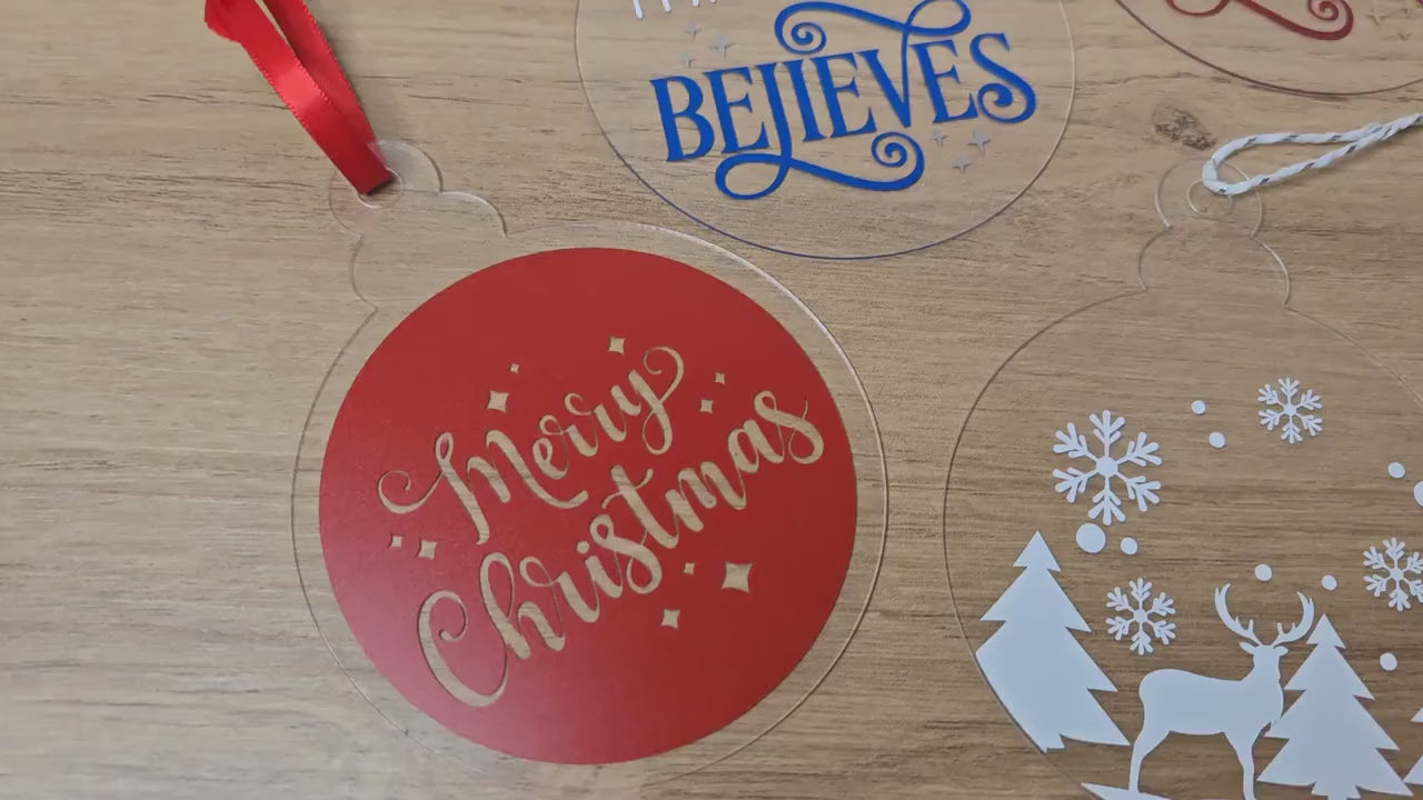 large 10cm Acrylic Bauble - Merry Christmas